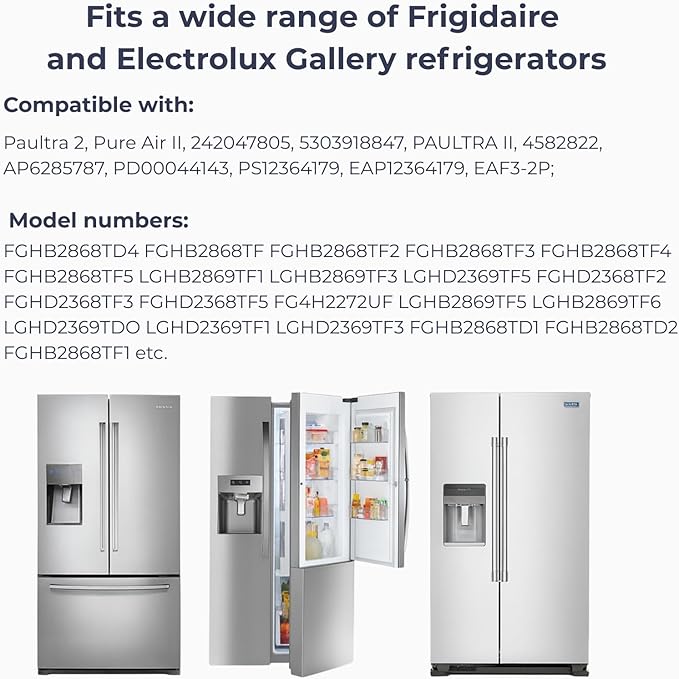 Nispira PAULTRA2 Refrigerator Air Filter Replacement for Frigidaire & Electrolux Ultra II Pure Air 2, Compare to Part 5303918847, 12-Pack