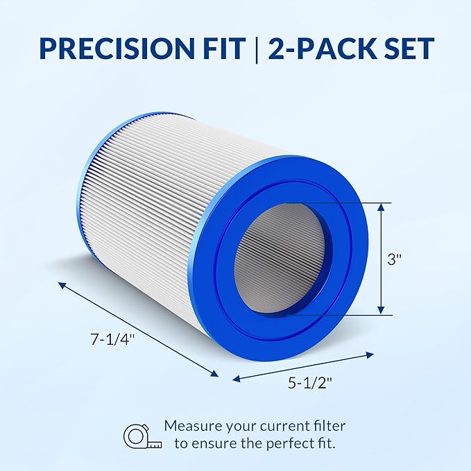2-Pack PDM28, 461273, FC-9944 Replacement Hot Tub Filter, Compatible with DreamMaker & AquaRest Spa Filter, 7-1/4" x 5-1/2", Pro Series