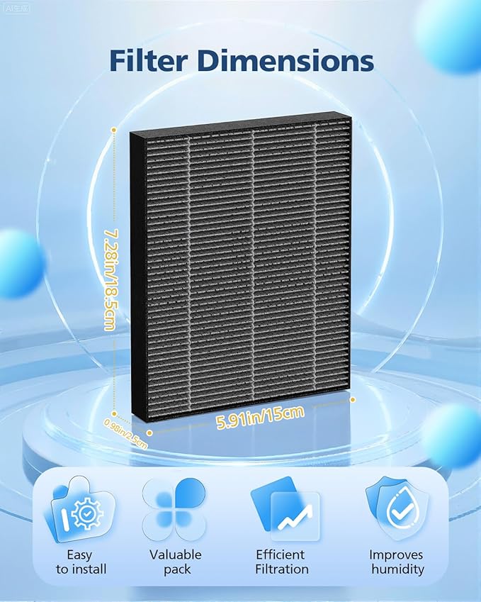 6000S Filter Replacement Compatible with LEVOIT Superior 6000S Smart Evaporative Humidifier, 8 Pack Wick Filters+ 6 Pack Top Fill Filters, Gray