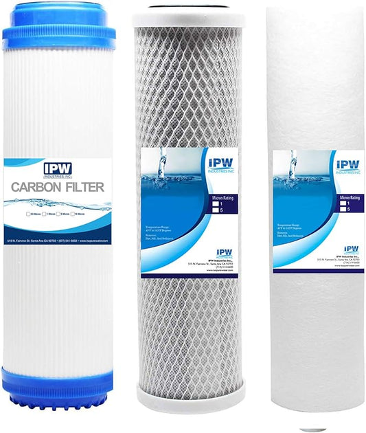 IPW Industries Inc. | iSpring F3 Universal Reverse Osmosis Water Filter Replacement Set (Sediment Filter, Carbon Block, and Granular Activated Carbon)