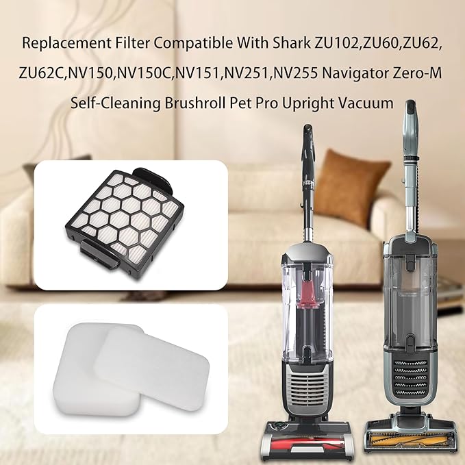 Replacement Filter Compatible with Shark ZU55 ZU55 12 ZU55 U4 NV250 NV255 Navigator Swivel Pro Complete Upright Vacuum
