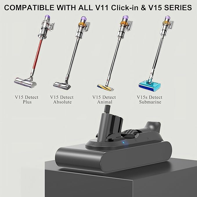 Upgraded 10000mAh V15 Battery Replacement for Dyson V15 Detect/Detect Absolute/ V15s Detect Submarine/ SV22/ SV47/ V11 Click-in Vacuum Cleaners 2 Filters Included
