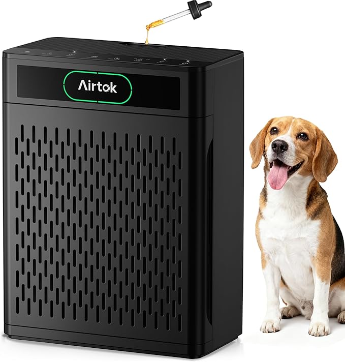 Airtok Air Purifiers for Home Large Room Up to 1848sq.ft, HEPA Air Purifier for Bedroom, Pet Hair Air Cleaner with Washable Filter, Aromatherapy, Sleep Mode Air Cleaners for Smoke, Office-AP3001 Black