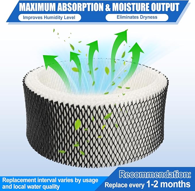 Podoy HWF62 Humidifier Filter Compatible with Holmes Sunbeam Humidifier Filter A, Replace HWF62 HWF62CS HWF62D SCM1100 SCM1701 SCM1702 SCM1762 SF212 HM1300 HM1761 (2 Pack)