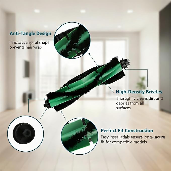 Replacement Parts Accessories for iRobot Roomba 104/105 Vac & Combo Essential Vac 2 Y0110,Y0112,Y0140,Q0120 Q052 2 Main Brush Rollers, 8 Hepa Filters, 8 Side Brushes, 1 Brush Cleaning Tool