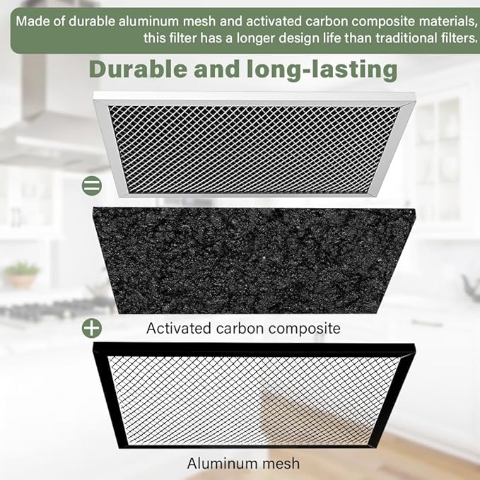 Range Hood Filter, 10.5 x 8.74 Inch Stove Vent Filter for 41F, 97007696, 97005687 Broan Nutone, Aluminum Exhaust Fan Filt-ers Kitchen Charcoal Carbon Filt-er Mesh (2)