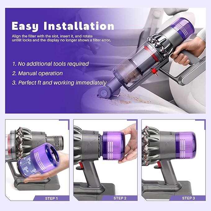 4 Pack V11 Vacuum Filters Replacement for Dyson-V11 Animal V11 Torque Drive V11 Extra V11 Complete V15 Detect V15s Detect Submarine Cordless Vacuum Cleaners, Replace Part # 970013-02
