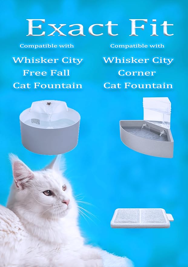 12X Small Water Activated Carbon Filter Compatible with Whisker City Automatic Pet Fountain Free-Fall Fountain and Corner Fountain, Whisker City 50 oz and 150 oz (12, Small)