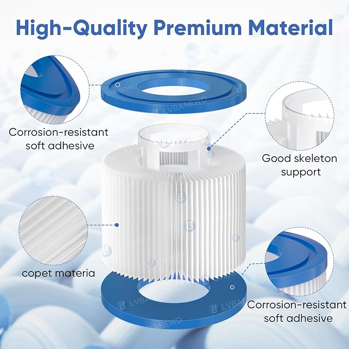 6 Pack Type VI Hot Tub Filters Cartridge Replacement for Saluspa Hot Tub Compatible with Lay-Z-Spa，Coleman SaluSpa 90352E, 58323E, 58323 Swimming Pool Pump