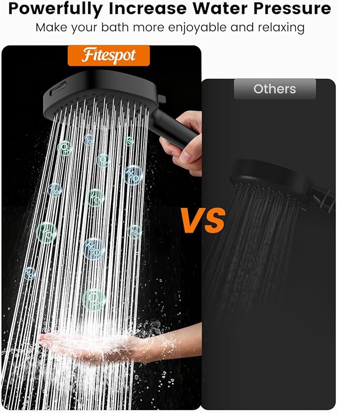 Filtered Shower Head High Pressure 7 Mode, Black Handheld Shower Head with Hose and Filters for Hard Water, Remove Chlorine-Reduce Dry Itchy Skin, Anti-clog Nozzles, Built-in Power Wash to Clean Tub