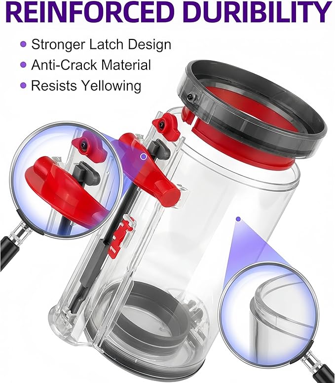 V11 V15 Upgraded Dust Bin Replacement & HEPA Filter for Dyson V11 V15 SV14 SV15 SV22 Vacuum Cleaner, Canister Dirt Cup Spares Part 969509-01 965440-01, Fixes Broken Latch & Restores Suction