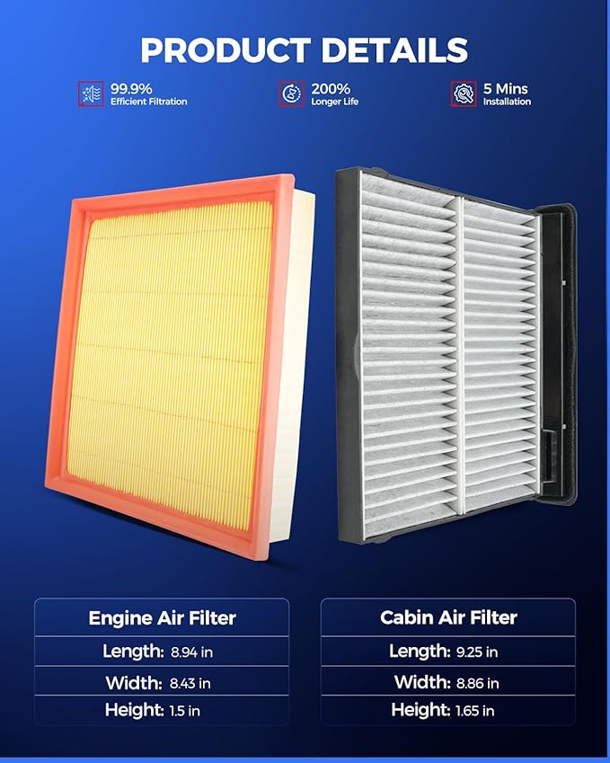 KAX Engine & Cabin Air Filter Kit, Replacement for Subaru Forester 2019-2026, WRX 2022-2026, Replace# CA12295 CF12775