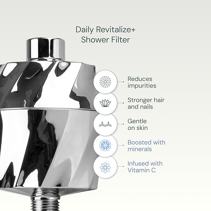 AquaBliss HD Revitalizing Shower Filter - Latest High Output Filtration. 2X Vitamin C, Minerals for Luscious Hair, Skin & Nails - KDF/CS/VC for Reduced Chlorine, Sediment & Metals - Chrome (SF400)