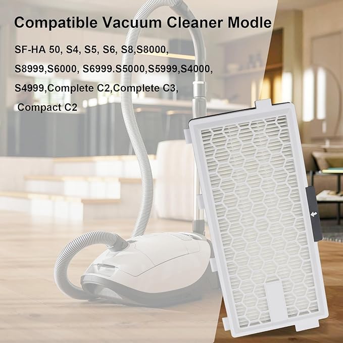 Active AirClean SF-HA50 Filter Replacement Compatible with Miele Vacuum Cleaner HA50 S4 S5 S6 S8 S8000 S8999 S6000 S6999 Series,Complete C2 C3 (2 Pack)