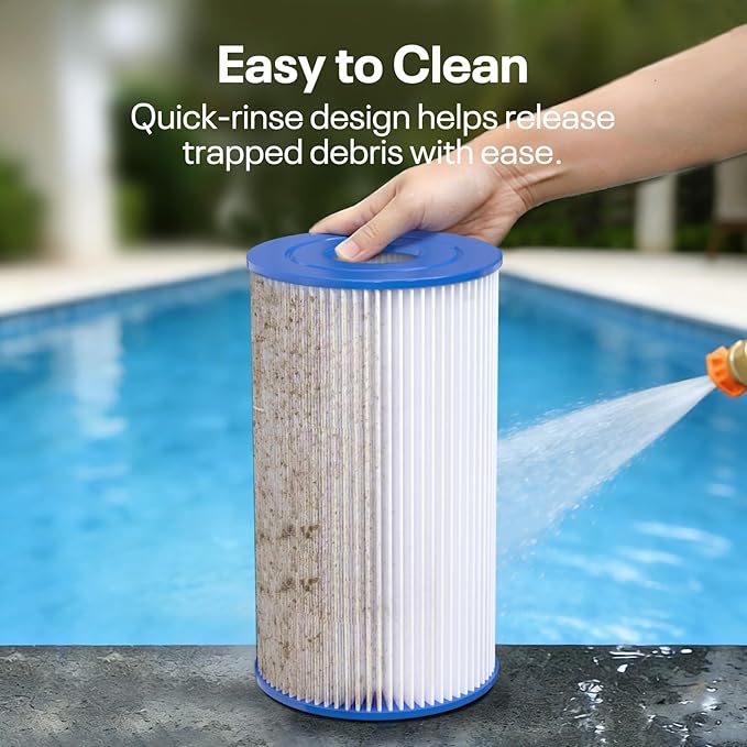 POOLPURE Type B Pool Filters Compatible with Intex 29005E, 29005/59905, JPC01 Type IV-B, 28633EG, 2500 GPH Cartridge Filter Pump, Flow Clear/Easy Set Reusable Swimming Pool Filter Cartridge, 3 Pack