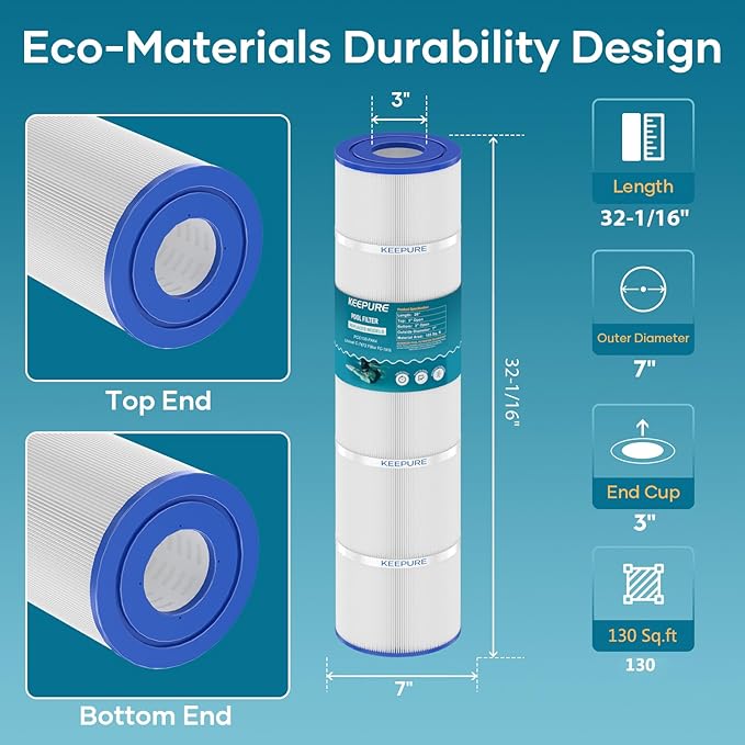 CCP520 Pool Filter Cartridges Replacement for R173578,PCC130,PCC130-PAK4,178585,Clean and Clear Plus 520,C-7472,FC-1978,FC-6475,817-0131,130 Sq.ft, 4Pack