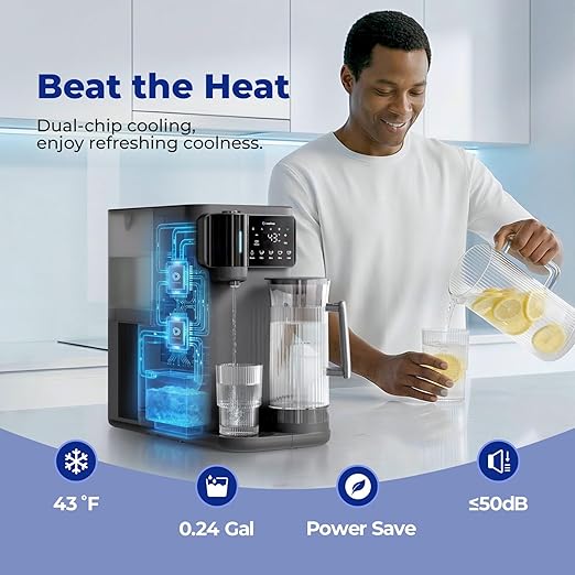 Mineralized Countertop Reverse Osmosis System, 6-Stage RO Water Filter for Fresh Clean Taste, 43℉ Chilled Water with UV-C Light, 1.32-Gal Water Tank, TDS Reduction, Installation-Free Water Purifier