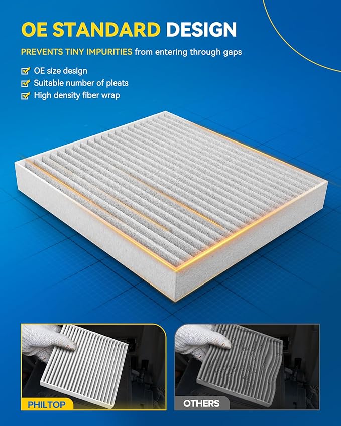 PHILTOP HEPA Cabin Air Filter w/Activated Carbon, Compatible with CF8392A Chevrolet Impala, Impala Limited, Monte Carlo, Buick LaCrosse, Century, Regal, Pontiac Grand Prix, Oldsmobile Intrigue