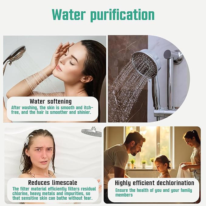 4 Pack Replacement Filters Compatible With Cobbe® Handheld Shower Head,Water Filter For Water Softening,Removes Chlorine(White)