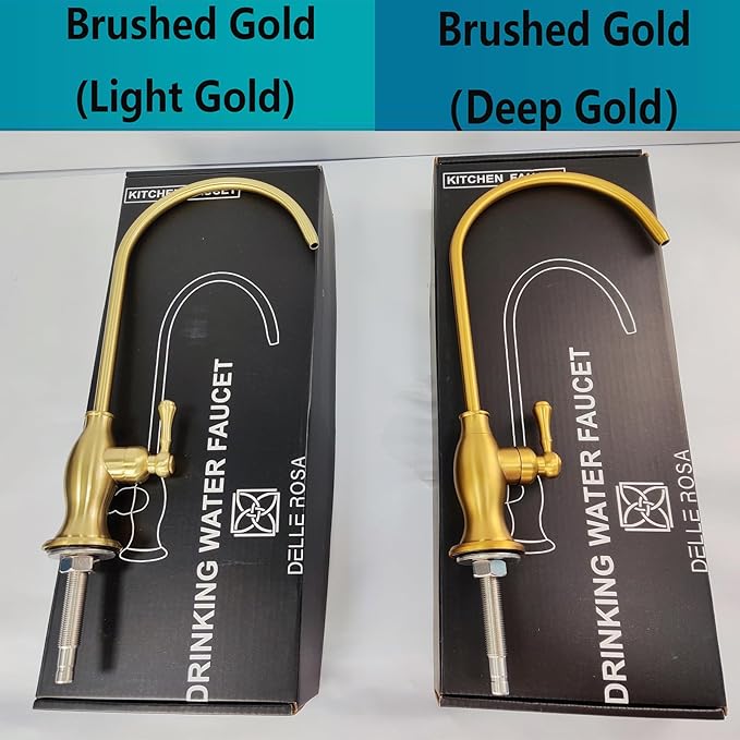 Delle Rosa Brushed Gold Drinking Water Faucet, Commercial Water Filtration Faucet for Under Sink Water Filter System,Stainless Steel Drinking Water Purifier Faucets,Brushed Gold(Deep Gold)