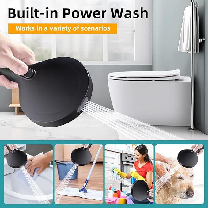 Filtered Shower Head with Handheld - High Pressure 9 Spray Modes Showerhead with 16-Stage Water Softener for Hard Water - Purifying Detachable Hand Held Shower Head, Matte Black
