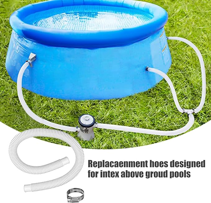 1.5" x 59" Pool Hoses for Above Ground Pools, Replacement Hose with Stainless Steel Clamps and Pipe Holders, Compatible with Intex, Coleman and Bestway Pool Pumps & Filters (4 pack Blue)