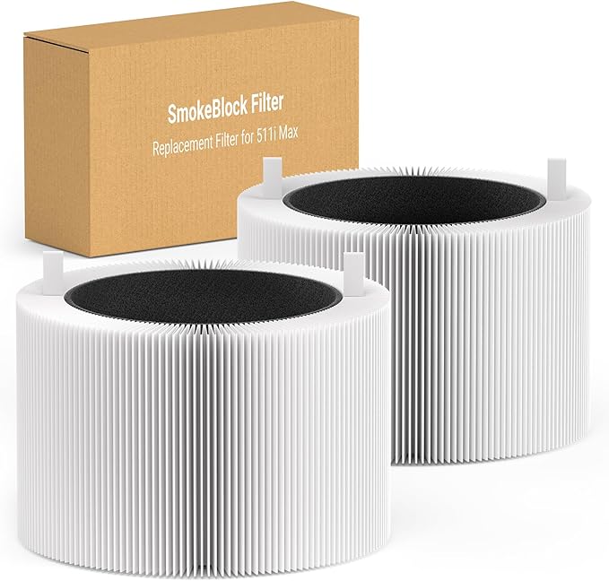 2 Pack 511i Max SmokeBlock Filter Replacement Compatible with Blue Pure 511i Max Air Puri-fier, Activated Carbon Filter, Compare to Part # F5MAX