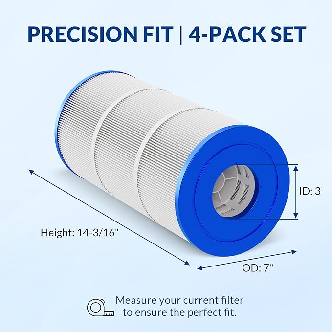 Pro Series Filter Cartridge, Replacement for PCC60 R173572 178569 Unicel C-7469 Filbur FC-1975, Compatible with Pentair Clean & Clear Plus 240, 3oz Trilobal Fabric, 240 Sq. Ft. 4-PK