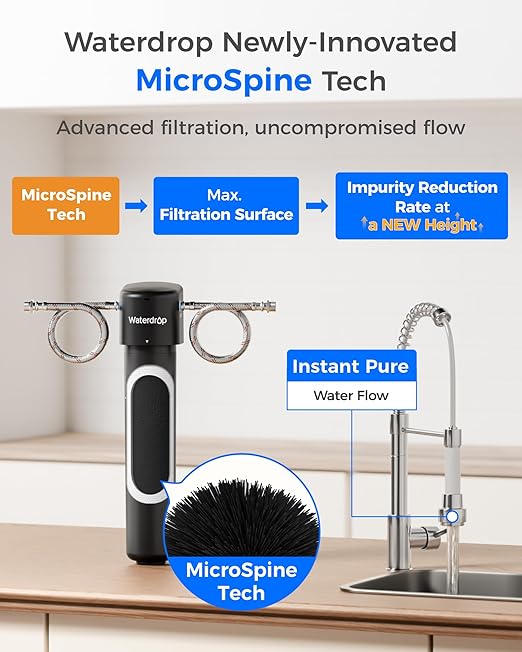 Waterdrop 15UA-PF Under Sink Water Filter, Reduce 80+ Impurities, 99.9% PFOA, 99.8% PFOS, 96% Chloramine, Fluoride, VOCs, Chloroform, Connects Directly to Your Faucet (Filter: RF15-PF)