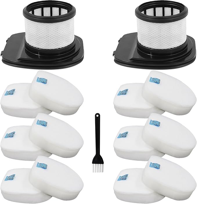 IX141 Filters Fit for Shark IX141 IX140 IZ140 IX142 IZ140C IZ142 UZ145 IZ141C IX141H WZ140 Stick Vacuum, Replace Part 616FJ140 & 617FJ140, 2 Pack HEPA + 6 Pack Foam Felt Filter Kit with Cleaning Brush