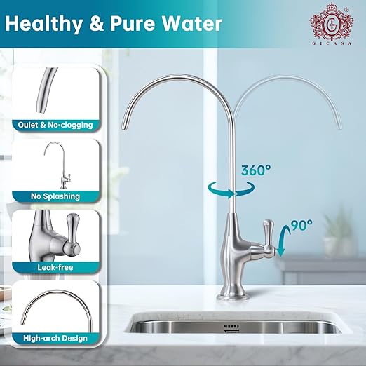 Sink Drinking Water Faucet, Sink Water Filter System, Suitable for Most Reverse Osmosis or Water Filtration Systems, Stainless Steel Reverse Osmosis Faucet for Kitchen Bar, Brushed Nickel