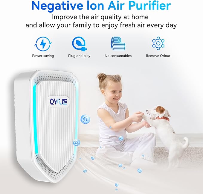 3Pack Air Ionizer Plug In, Filterless Home Negative Air Purifier, Quiet Air Freshener Portable Cleaner for Odors Smoke Dust, Air Purifiers for Home Office, Bedroom
