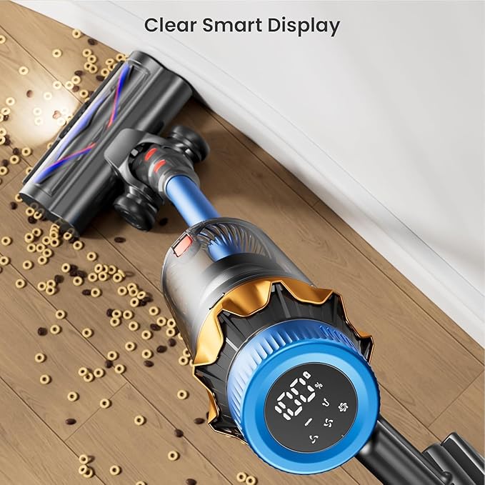 Cordless Vacuum Cleaner, 650W 55KPA 70Mins Vacuum Cleaners for Home, Self-Standing Stick Vacuum with Anti-Tangle, Lightweight Wireless Vacuum Cleaner for Hardwood Floor/Carpet/Pet Hair