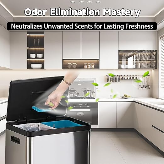 Trash Can Odor Absorbing Filter Refills for EKO Garbage Cans, Activated Charcoal Deodorizer, Strong Charcoal Odor Absorber, Pack of 12 Replacements