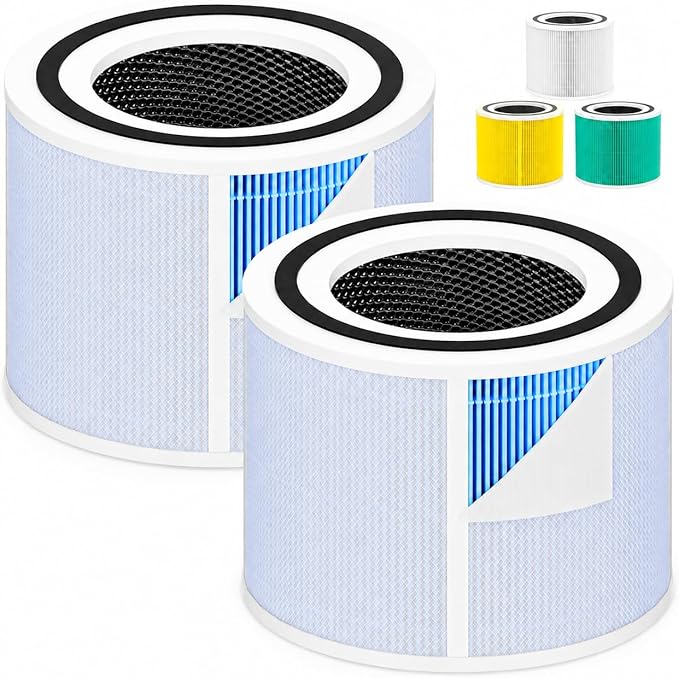 Core 300 4-in-1 Smoke Remover Filter Compatible with LEVOIT 300 300-P 300S 300S-P, H13 True HEPA Carbon, 99.97% Filtration Dust Pollen Dander Odor, Replaces Part # Core 300-RF-SR, 2 Pack Blue