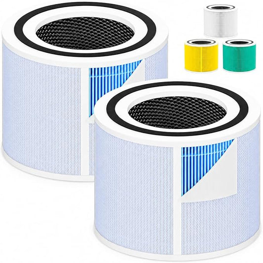 Core 300 4-in-1 Smoke Remover Filter Compatible with LEVOIT 300 300-P 300S 300S-P, H13 True HEPA Carbon, 99.97% Filtration Dust Pollen Dander Odor, Replaces Part # Core 300-RF-SR, 2 Pack Blue