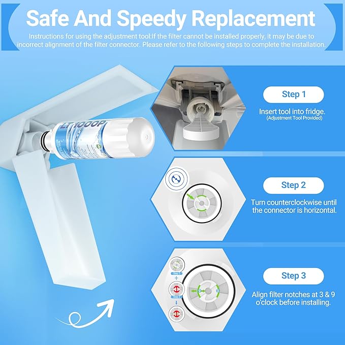 LT1000P ADQ747935 LG LRMXS2806S LMWC23626S RWF4700AB LFXS28596S LMWS27596S LRFLC2706S Water Filter Replacement for LG lt1000P - 6 Month 300 Gallon Capacity, LFXS26973S and LT120F Air Filter