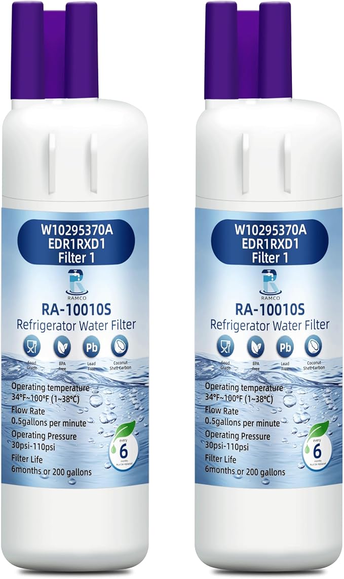 Replacement Compatible with W10295370A, Filter 1, EDR1RXD1, WHR1RXD1, P8RFWB2L, P8WB2L, P4RFWB, 46-9930, 46-9081 Double-Pack