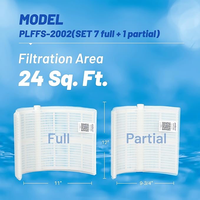 POOLPURE® FS-2002 DE Grid Filter, 24 Sq.Ft, Replaces FC-9520 PFS1224 DEX2400DA DEX2400DS 59001100 59001000 for Hayward Pro-Grid DE2420 MicroClear DE2400, 7 Full + 1 Partial