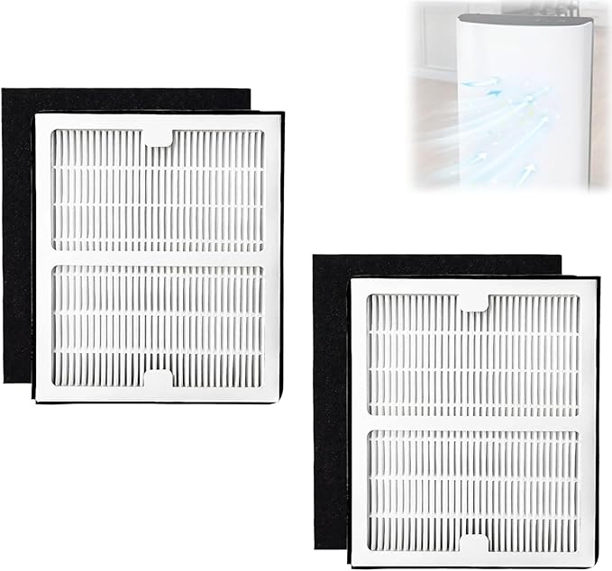 Gekufa Replacement Filter B Compatible with Idylis AC-2125, AC-2126, IAF-H-100B, IAP-10-125, IAPC-40-140, IAP-10-150, IAP-10-050 for Idylis Air Purifiers Include 2 Filters & 2 Carbon Filters