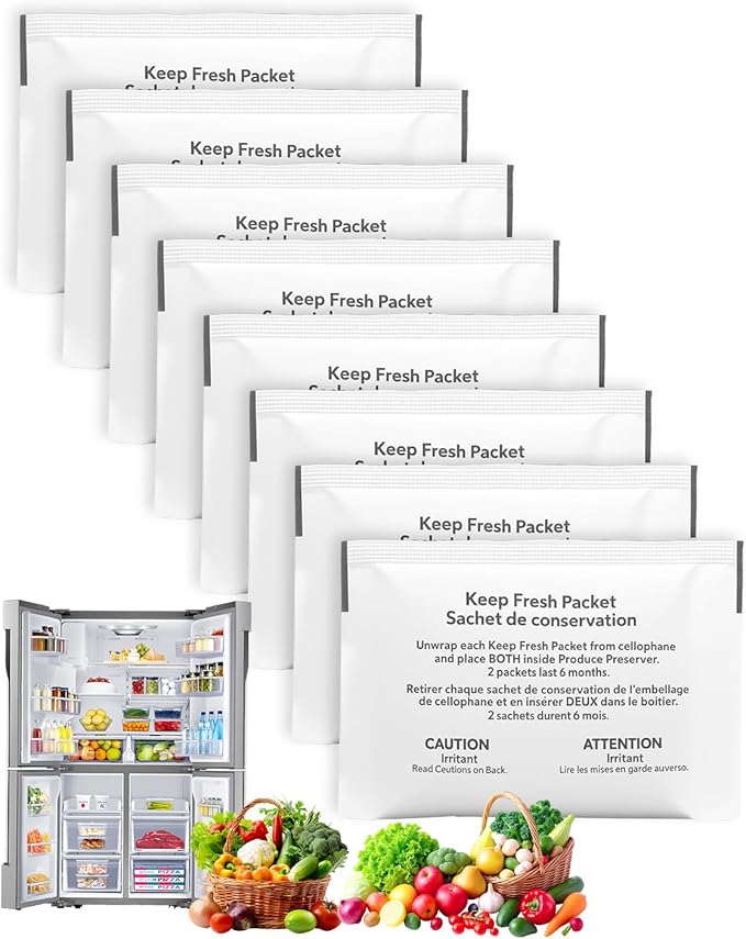 W10346771A Refrigerator Deodorizer, keep fresh packet replacement Compatible with Fresh Flow Produce Preserver Refills, Fit 2117689 AH3503014 EA3503014 PS3503014 P1KC6R1, 8 Packets- 4 Pack