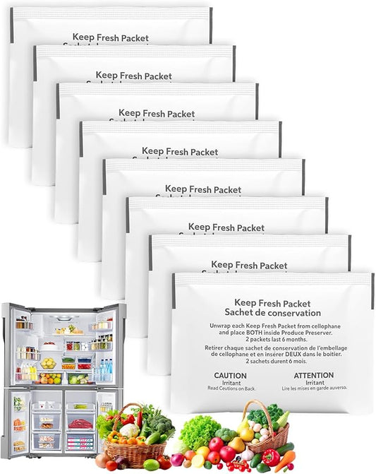 W10346771A Refrigerator Deodorizer, keep fresh packet replacement Compatible with Fresh Flow Produce Preserver Refills, Fit 2117689 AH3503014 EA3503014 PS3503014 P1KC6R1, 8 Packets- 4 Pack