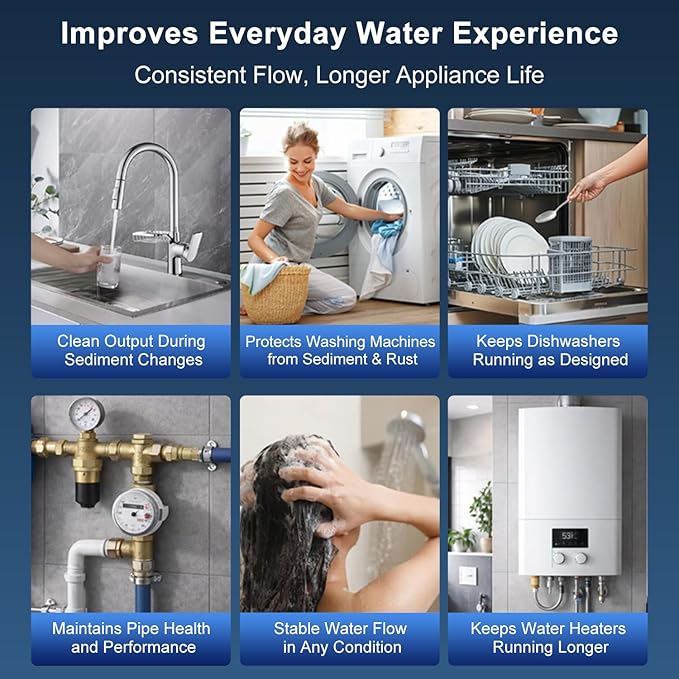 0.01 Micron Whole House Water Filter System, Ultrafiltration Water Filtration System with 3-5 Year Lifespan, Pre-Filtration Sediment Filter for Well & City Water (8.8 GPM / 52,834 GL) - UF4