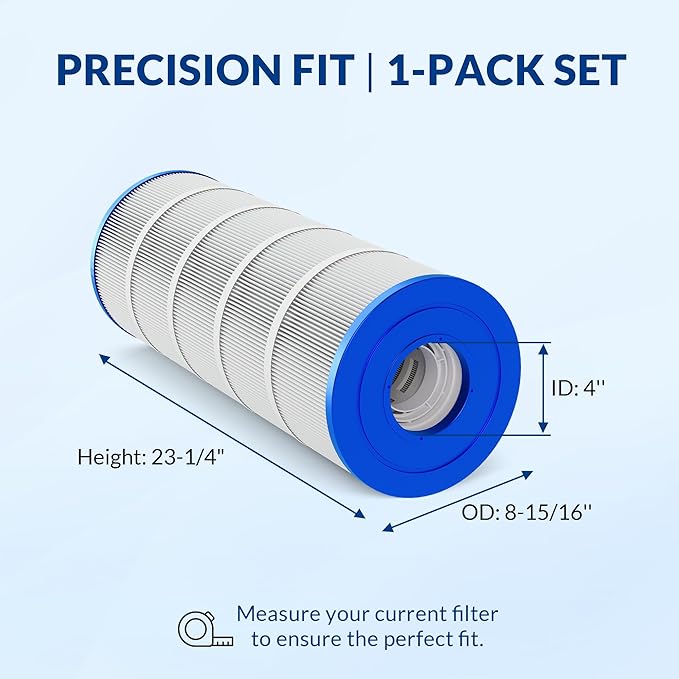 Pro Series Pool Filter Cartridge, Compatible with Jandy CS100 Waterway 125, Replacement for R0462200 817-0125N PJANCS100 C-8410, 3oz Trilobal Fabric, 100 Sq. Ft.