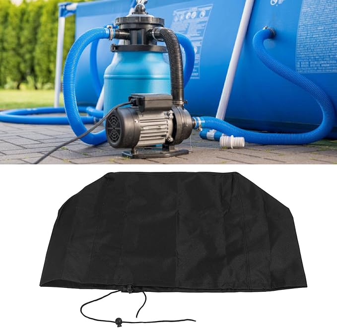 Cartridge Pool Filter Cover for 28635EG C1500, Sunproof Pump Cover with Adjustable Drawstrings, for 28633EG C2500, Breathable and Weatherproof