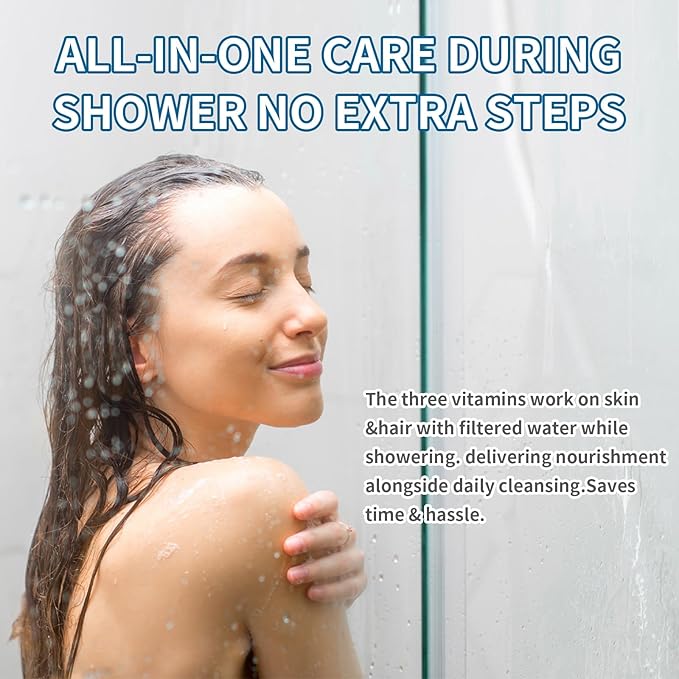 4-Pack, Vitamin C + E + A Shower Filter Replacement Cartridge, Compatible with AquaHomeGroup Shower, Vitamin-Infused Shower Head Filter, Healthier Skin, Hair & Nails. Removes Chlorine & Impurities.