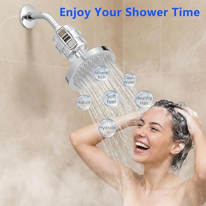 4 Pack 20 Stage Shower Filter Replacement Cartridge to Remove Chlorine Fluoride Heavy Metal, Shower Cartridge Filter for Hard Water, High Output Water Softener for Skin & Hair Healthy