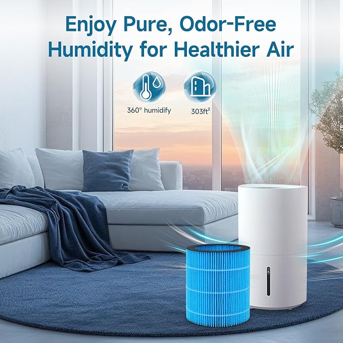 Polymer Fiber Filter for WaterFirst & Lamon MistFree Humidifier, High-Efficiency Filter Dust, Large Particles, 2 Pack