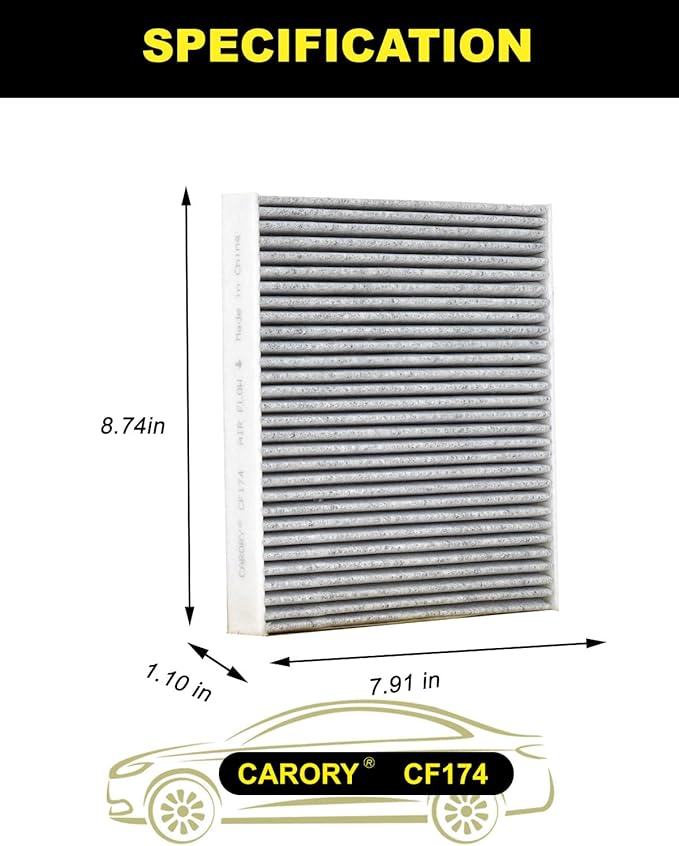 CARORY Cabin Air Filter w/Activated Carbon for Lexus IS300 (2016-2025), IS350 (2014-2025), IS250 (2014-2015), RC350 (2015-2025), GS350 (2013-2020), OE# 87139-30100, 87139-YZZ99, CF10074, XC10218C
