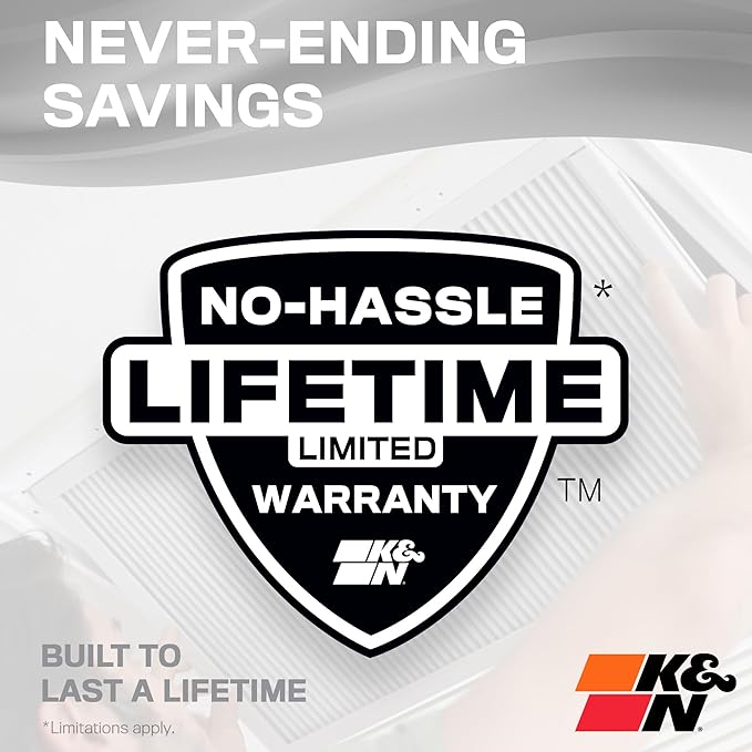 K&N 16X25X5 HVAC Furnace Air Filter, Lasts a Lifetime, Washable, Merv 8, the Last HVAC Filter You Will Ever Buy, Breathe Safely at Home or in the Office, HVC-8-51625